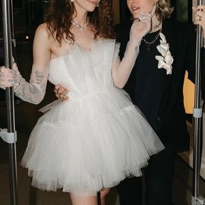Alizee Tulle Mini Dress - White